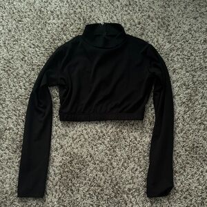 Turtleneck Black Long Sleeve Crop Top